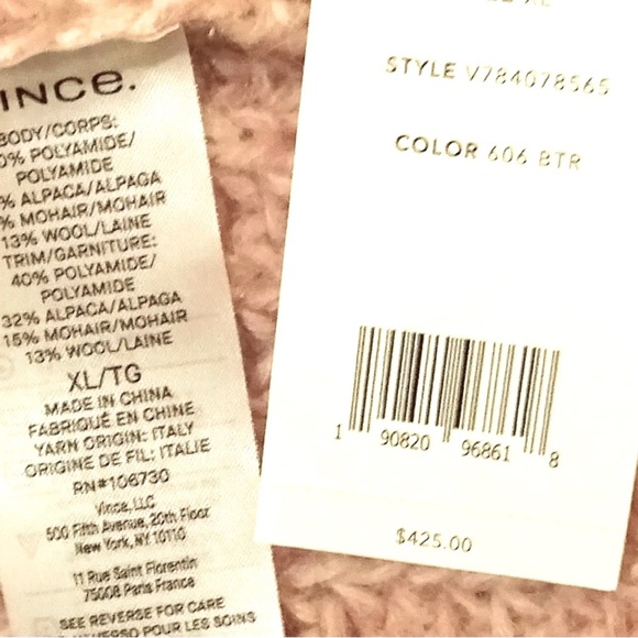 🌺SOLD ON BAY🌺 $425 Vince Alpaca Blend Sweater Pink XLarge SOFT Loose Stretch Rib - Picture 11 of 15